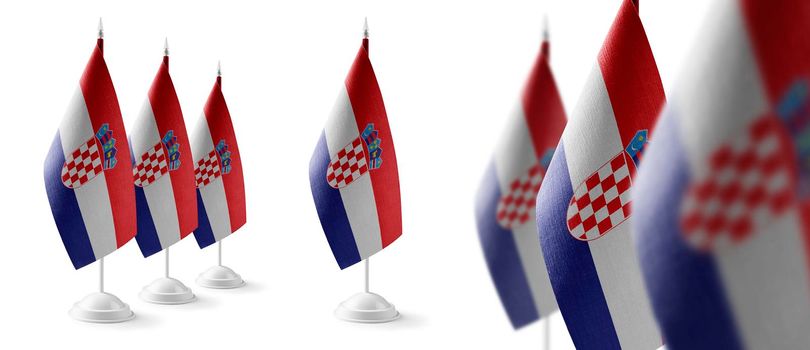 Set of Croatia national flags on a white background.