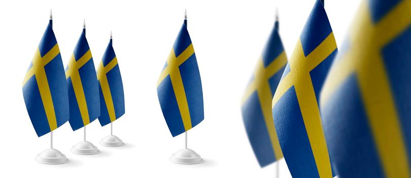 Set of Sweden national flags on a white background.