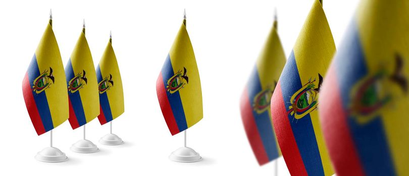 Set of Ecuador national flags on a white background.