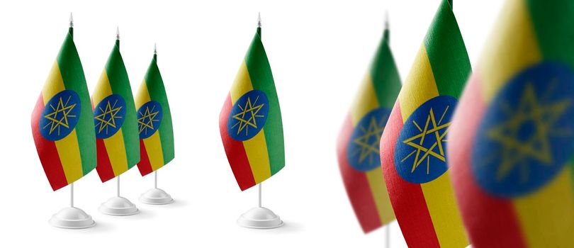 Set of Ethiopia national flags on a white background.