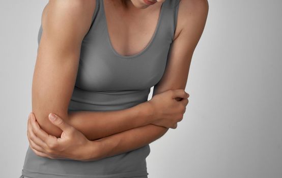 woman with unhappy facial expression health problems pain depression. High quality photo