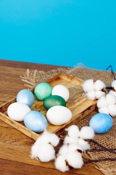 eggs decoration holiday decorations blue background tradition. High quality photo