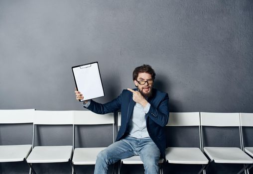 Business man on waiting job recommendation resume. High quality photo