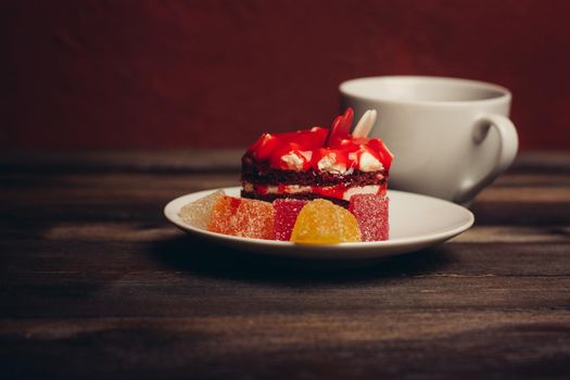 cake red Velvet marmalade sweets dessert for tea snack. High quality photo