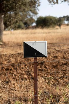 Hunting ground sign in an Andalusian village in southern Spain