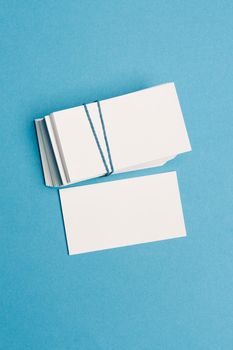 white business cards on the table mockup Copy Space. High quality photo