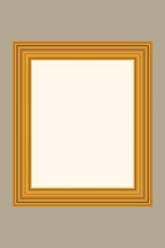 Squared golden vintage wooden frame for your design. Vintage cover. Place for text. Vintage antique gold beautiful rectangular frames for paintings or photographs. Template vector illustration.