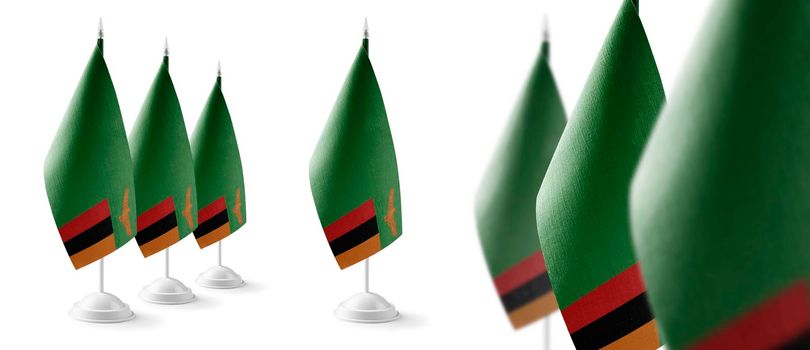 Set of Zambia national flags on a white background.