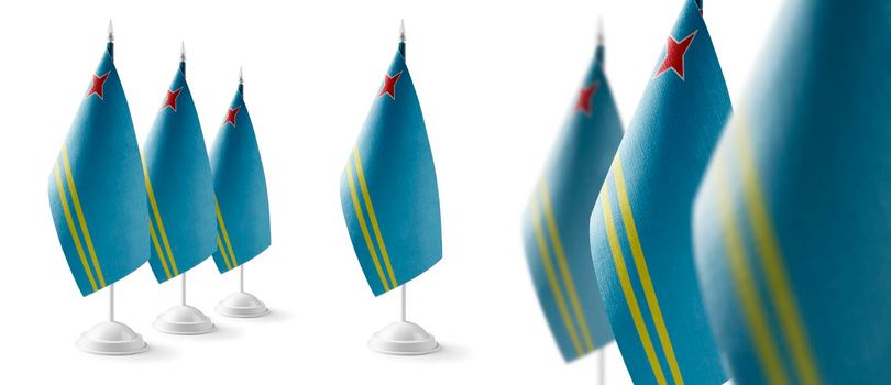 Set of Aruba national flags on a white background.