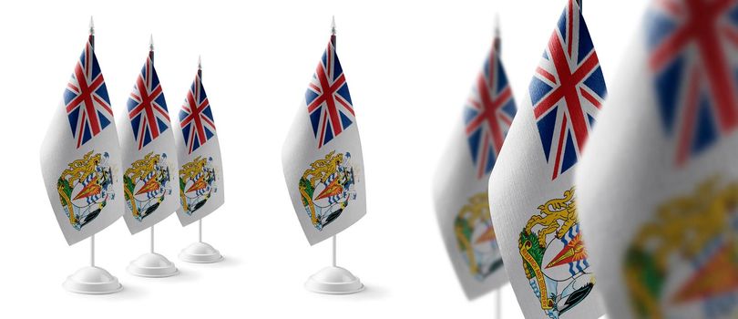 Set of British Antarctic Territory national flags on a white background.