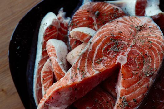 red fish spices cooking seafood delicacy on a plate. High quality photo