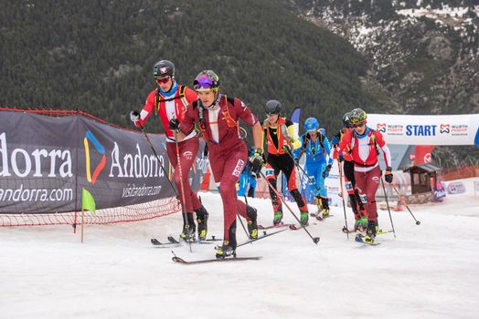 Arinsal, Andorra : 2021 March 2 : Skiiers in the ISMF WC Championships Comapedrosa Andorra 2021 U18