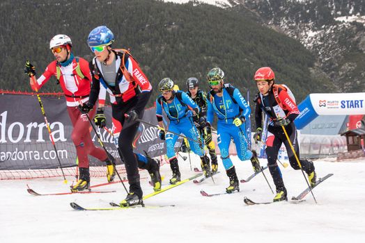 Arinsal, Andorra : 2021 March 2 : Skiiers in the ISMF WC Championships Comapedrosa Andorra 2021 U18
