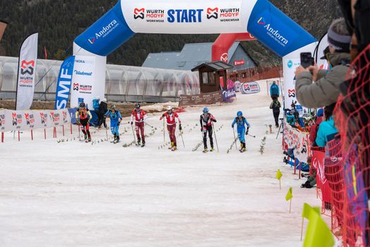 Arinsal, Andorra : 2021 March 2 : Skiiers in the ISMF WC Championships Comapedrosa Andorra 2021 U18