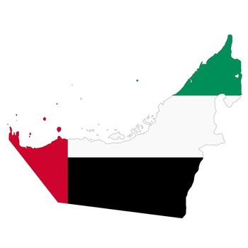 A United Arab Emirates map on white background with clipping path