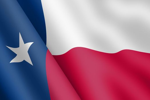 A State of Texas flag 3d illustration wind ripple