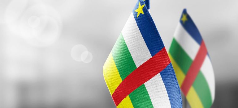 Patch of the national flag of the Central African Republic on a white t-shirt.