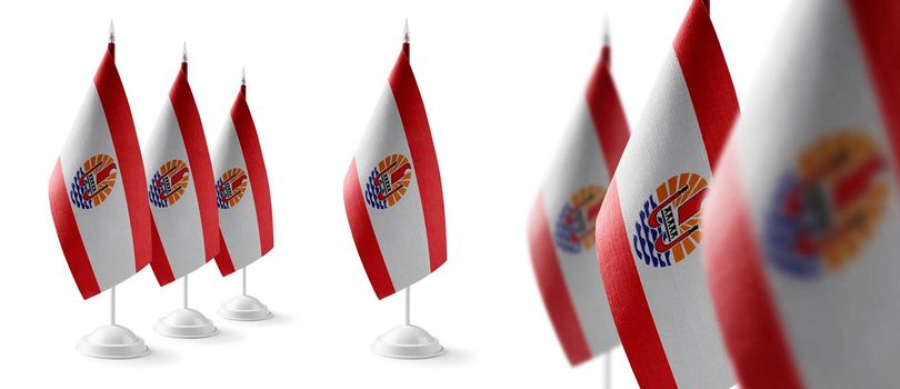 Set of French Polynesia national flags on a white background.