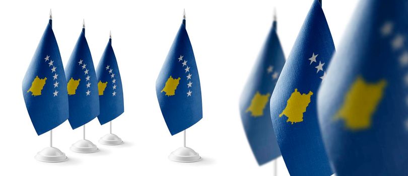 Set of Kosovo national flags on a white background.