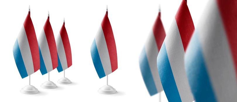 Set of Luxembourg national flags on a white background.