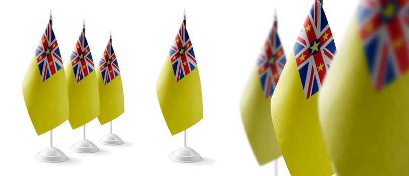 Set of Niue national flags on a white background.