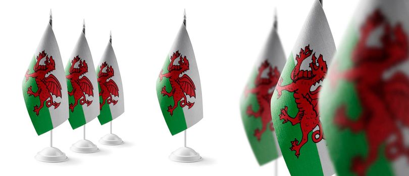Set of Wales national flags on a white background.