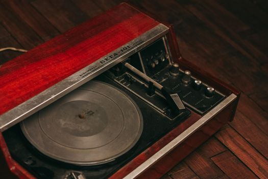 retro turntable old collection technology musical instruments. High quality photo