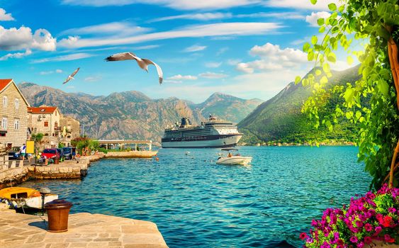 Ship In the bay of Kotor, Montenegro