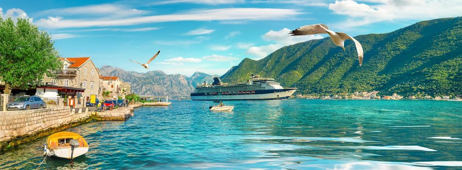 Ship In the bay of Kotor, Montenegro