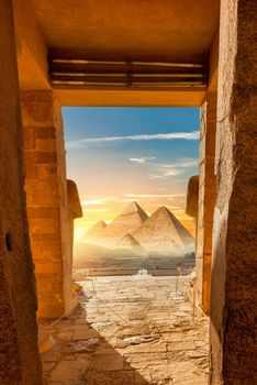 View from the tomb to the pyramids of Egypt