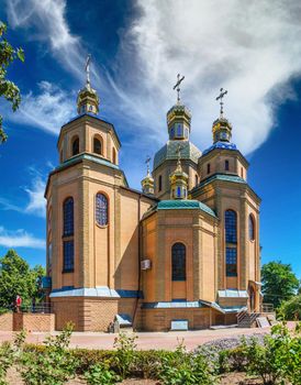 Cherkasy, Ukraine 07.12.2020. St. Michaels Cathedral in Cherkasy, Ukraine, on a sunny summer morning