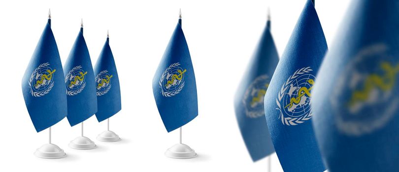 Set of World Health Organization WHO national flags on a white background.