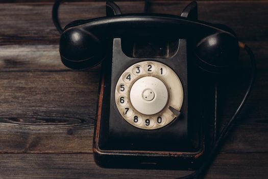 black retro telephone technology communication classic style. High quality photo