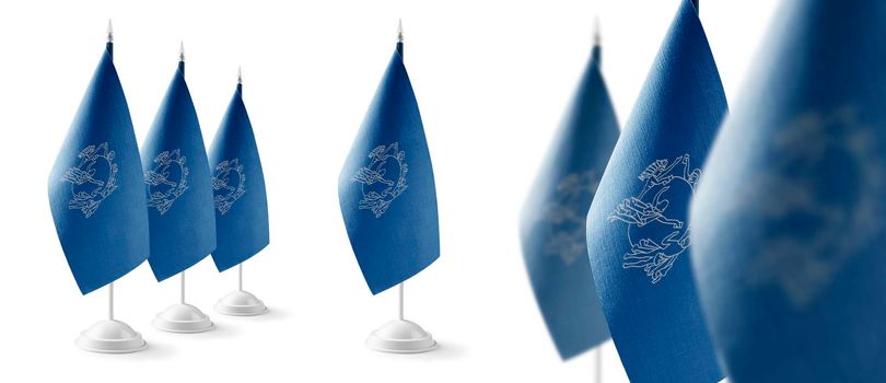 Set of Semeral Postal Union national flags on a white background.