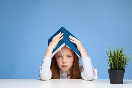 student at school desks emotions lessons learning. High quality photo