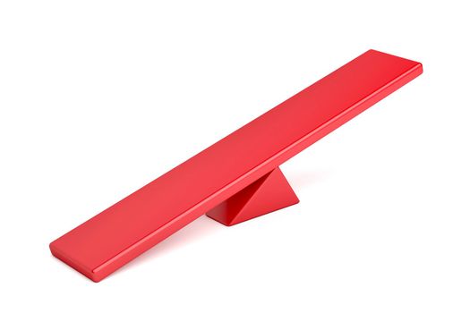 Empty red seesaw on white background