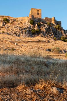 ancient castle on a mountain in a town in southern Andalusia Spain