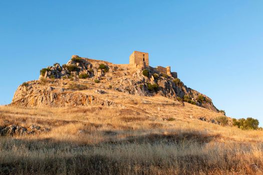 ancient castle on a mountain in a town in southern Andalusia Spain