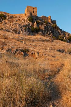 ancient castle on a mountain in a town in southern Andalusia Spain