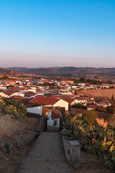 Small Andalusian town in southern Spain photographed from the top of a mountain