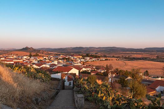 Small Andalusian town in southern Spain photographed from the top of a mountain