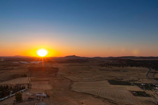 Sunset from the mountain of an Andalusian village in southern Spain