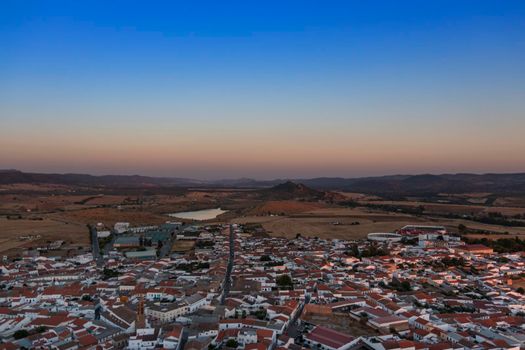 Small Andalusian town in southern Spain photographed from the top of a mountain