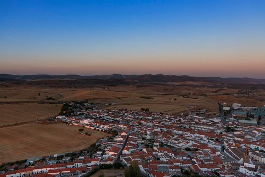 Small Andalusian town in southern Spain photographed from the top of a mountain