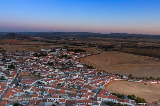 Small Andalusian town in southern Spain photographed from the top of a mountain