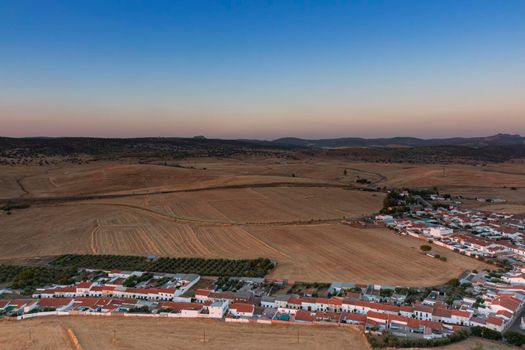 Small Andalusian town in southern Spain photographed from the top of a mountain