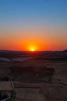 Sunset from the mountain of an Andalusian village in southern Spain