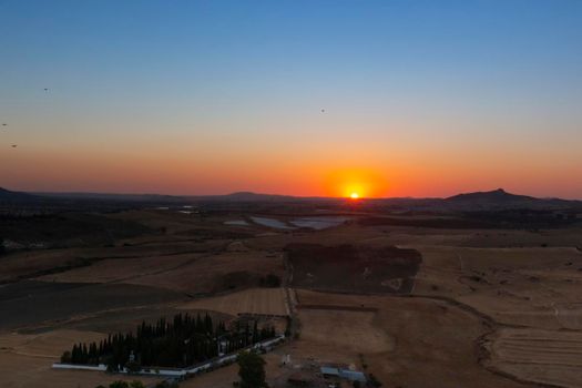 Sunset from the mountain of an Andalusian village in southern Spain