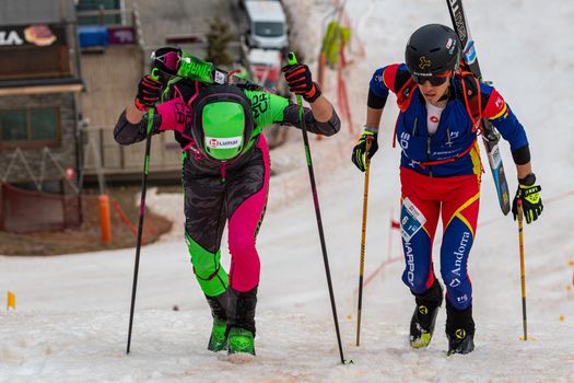 Arinsal, Andorra : 2021 March 2 : CASABELLA SIN Sergi AND and KOVACIC Luka SLO in the ISMF WC Championships Comapedrosa Andorra 2021- RelayRace Men.