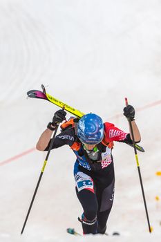 Arinsal, Andorra : 2021 March 2 : ANSELMET Thibault FRA in the ISMF WC Championships Comapedrosa Andorra 2021- RelayRace Men.